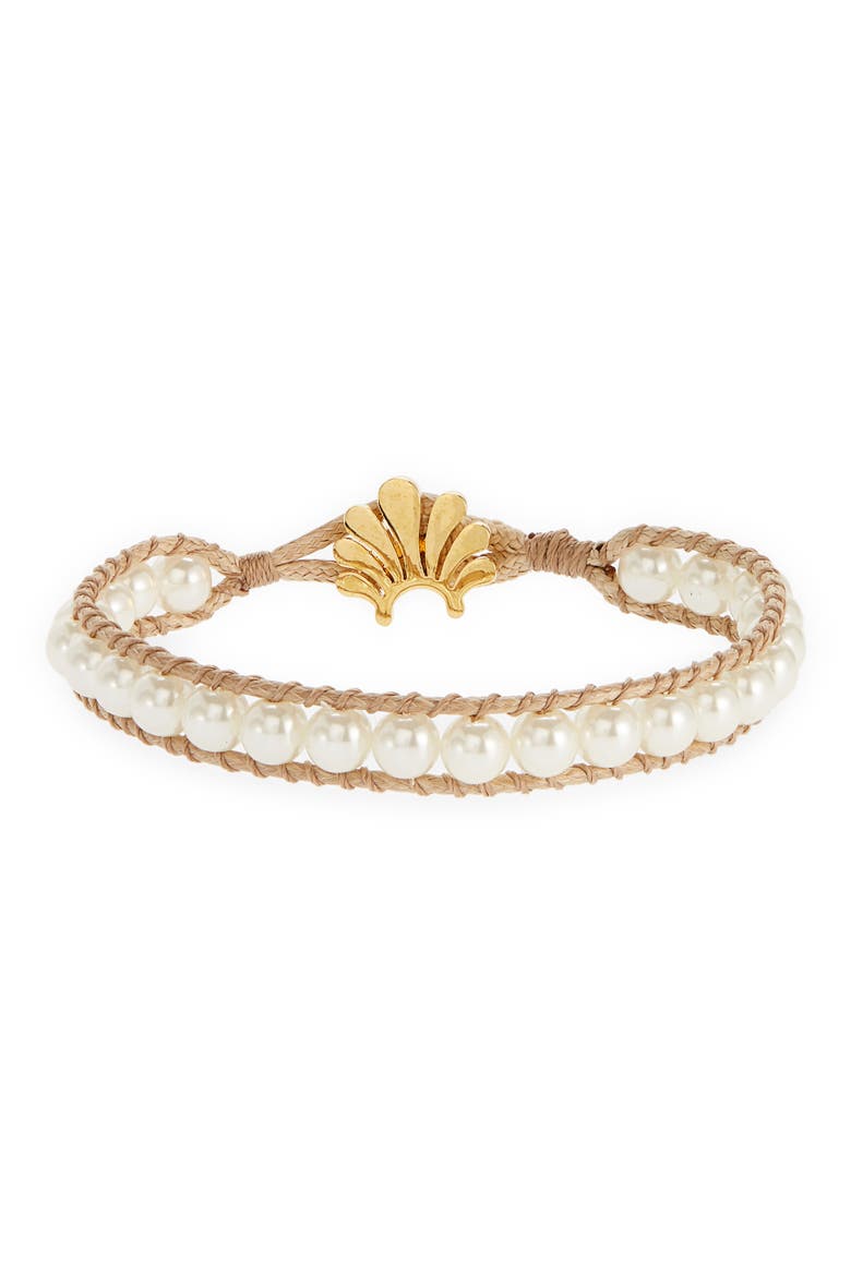 Imitation Pearl Cord Bracelet, Main, color, PEARL