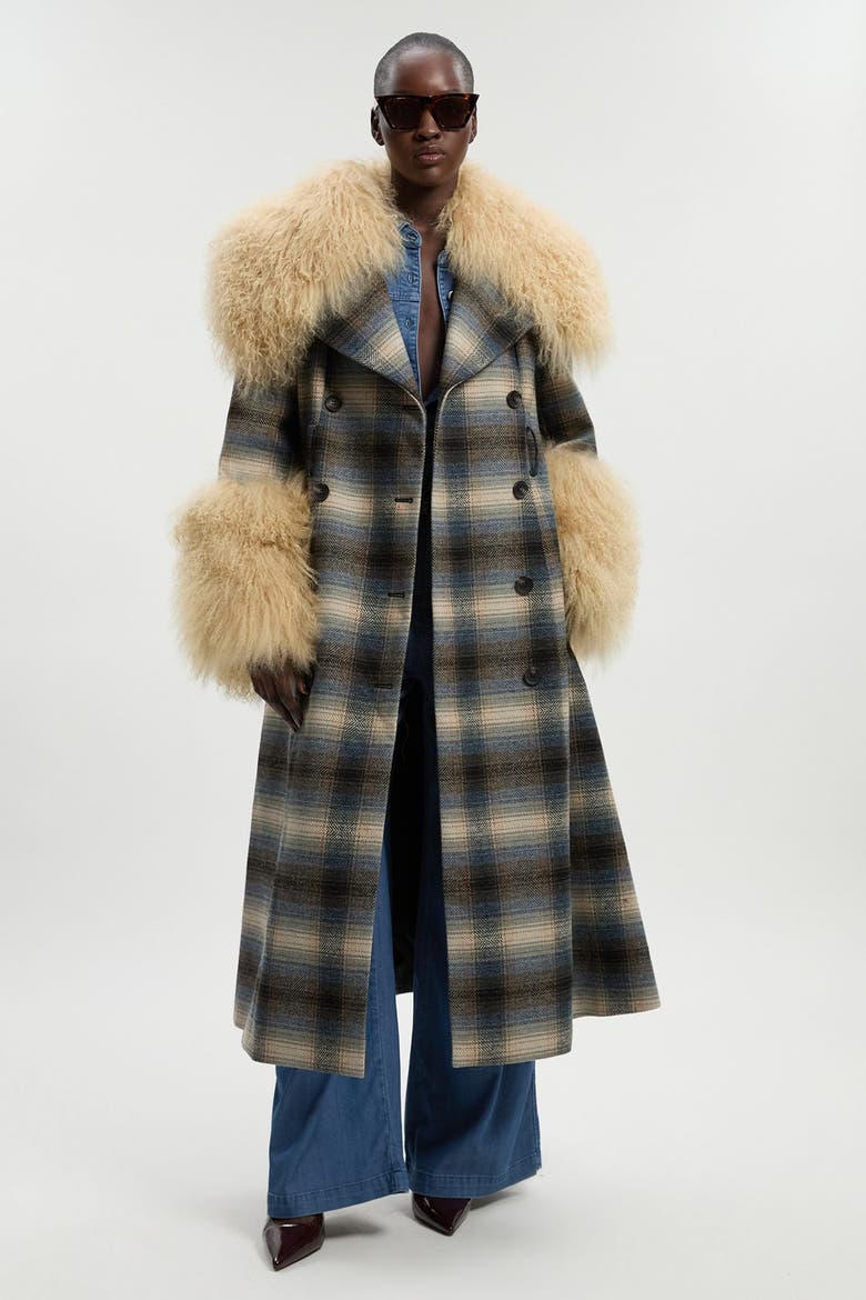 Double Breasted Belted Midi Coat, Main, color, Multi