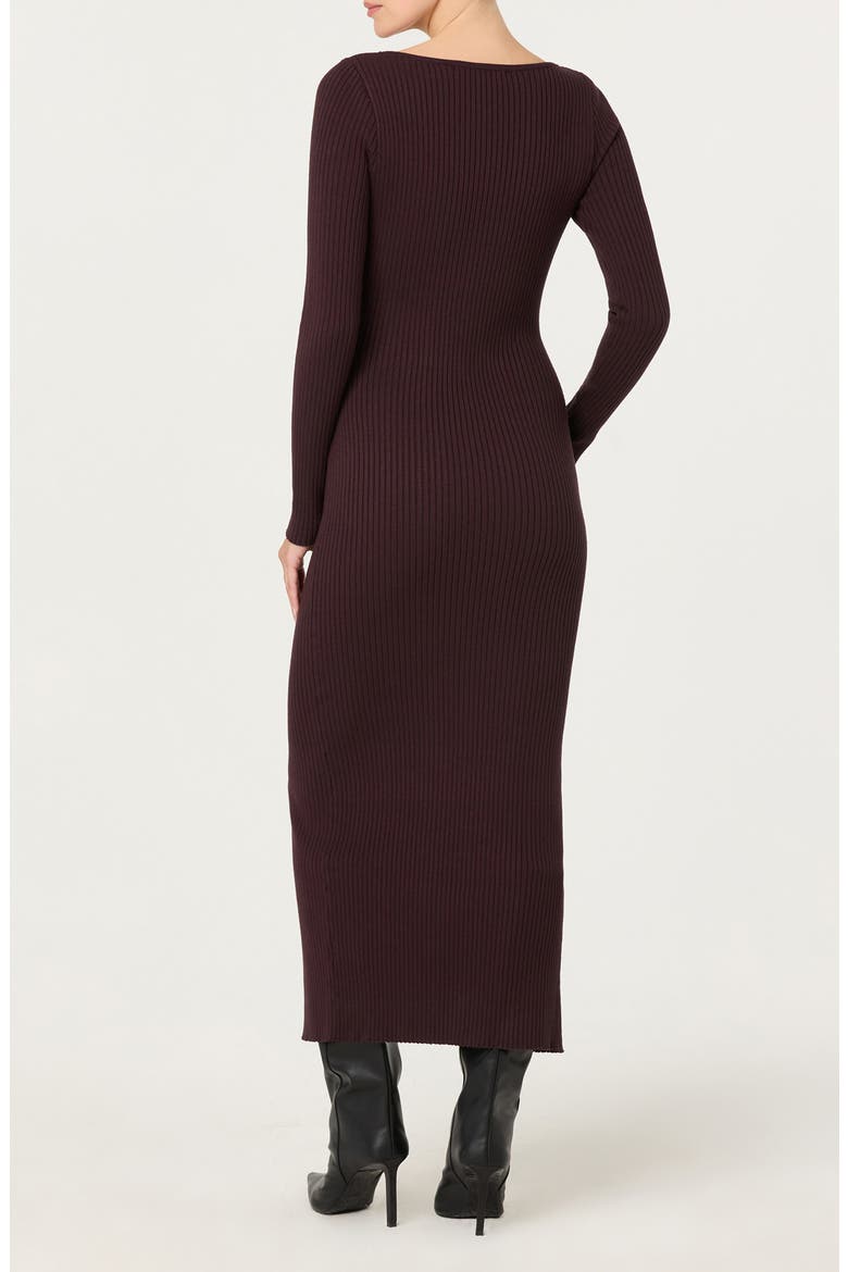 Glenda Long Sleeve Rib Sweater Dress, Alternate, color, DARK BROWN