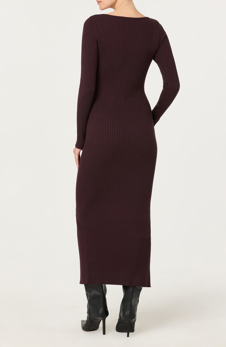 ASTR the Label Glenda Long Sleeve Rib Sweater Dress, Alternate, color, Dark Brown