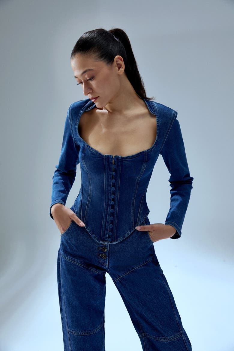 Your *Itch Corset Denim Corset Top, Alternate, color, BLUE