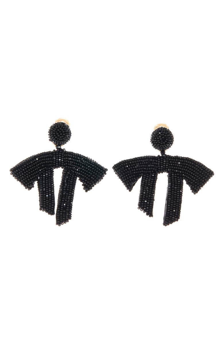 Oscar de la Renta Drape Beaded Clip-On Earrings, Main, color, 