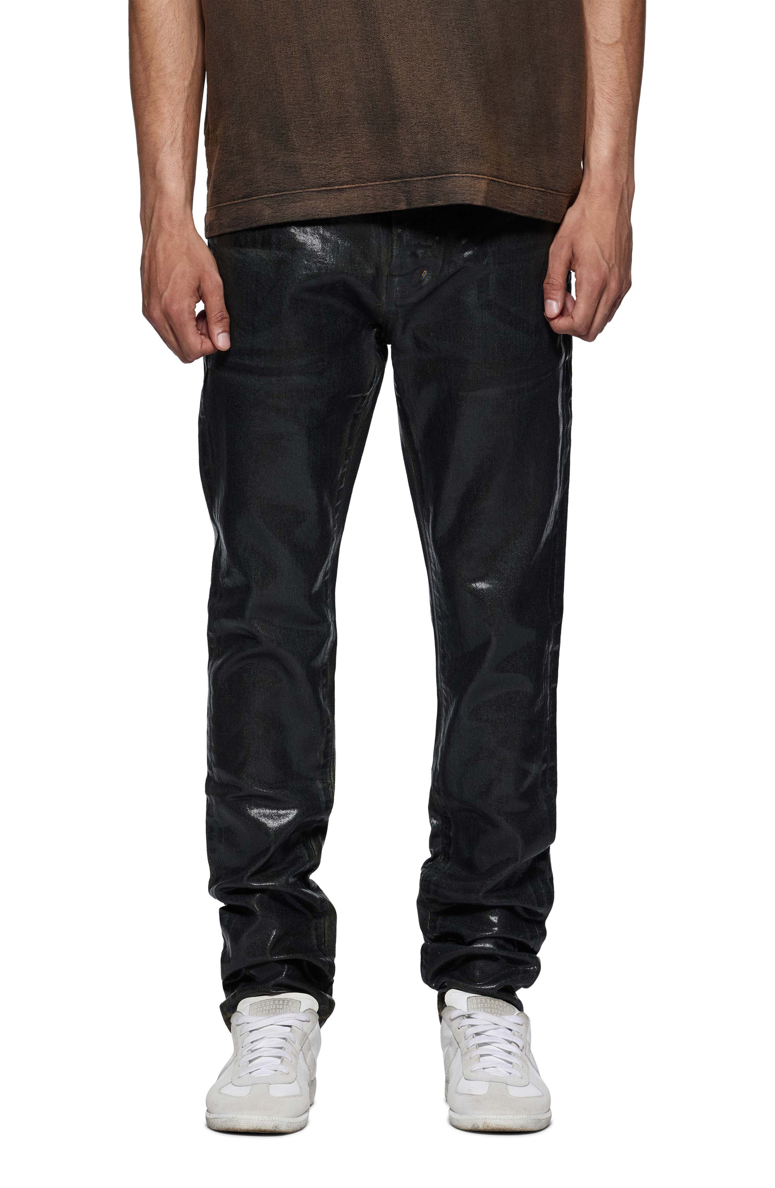 PURPLE BRAND Black Coated Brown Skinny Jeans