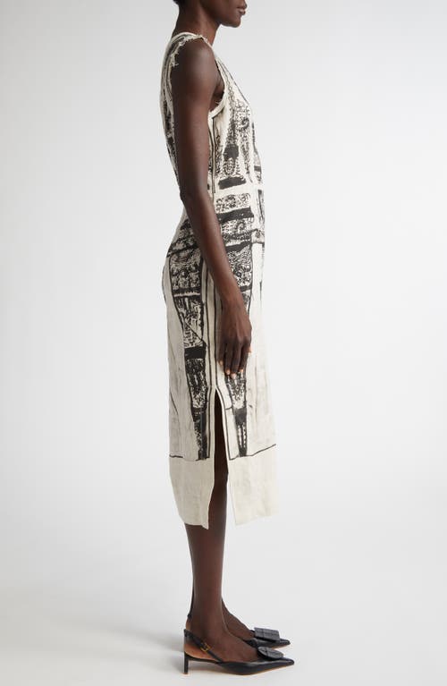 Shop Erdem Margot Imprint Trompe L'oeil Linen Sheath Dress In Margot Imprint Black