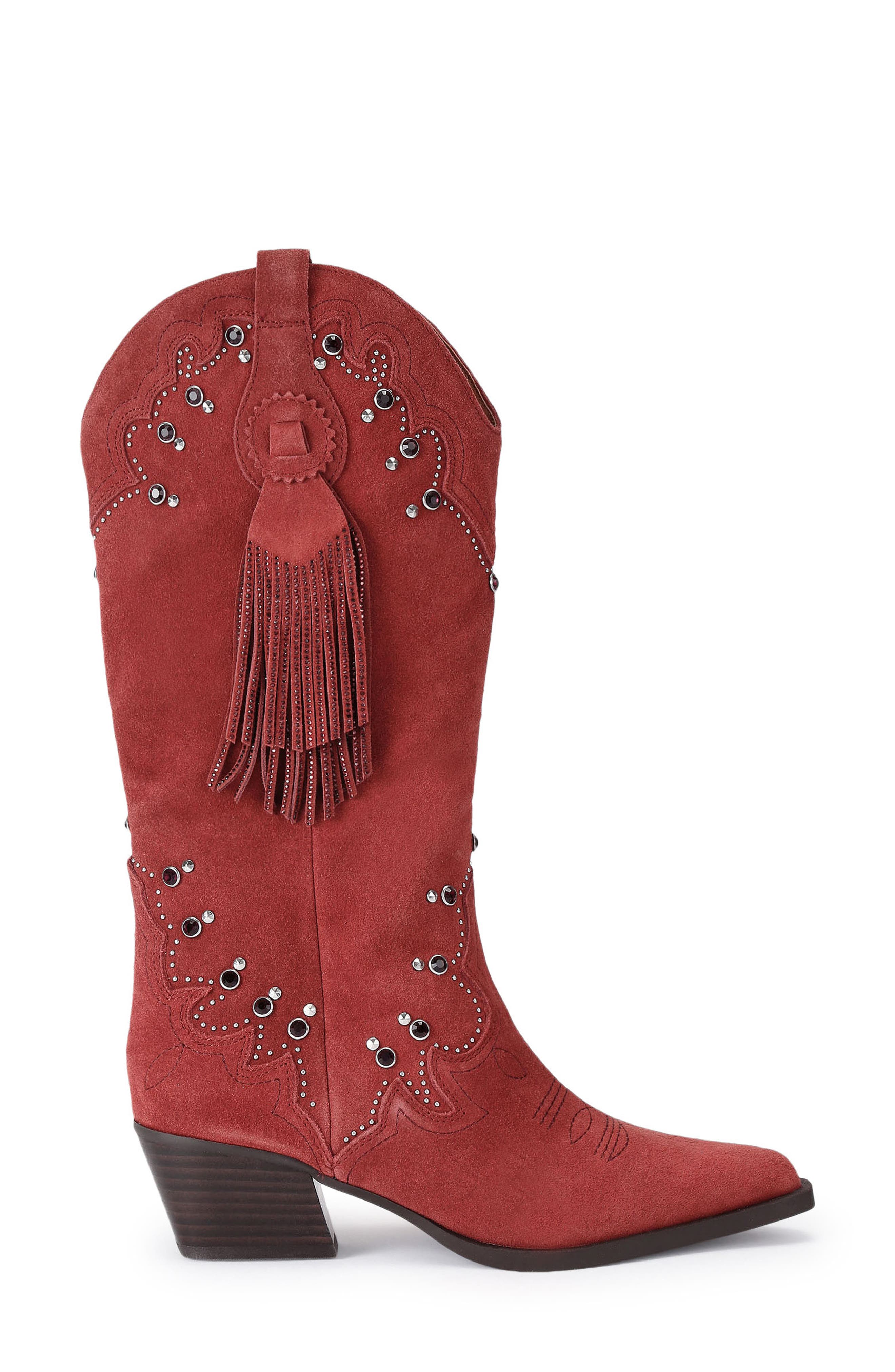 Kurt Geiger London Western Tassel Boot, Alternate, color, Medium Red