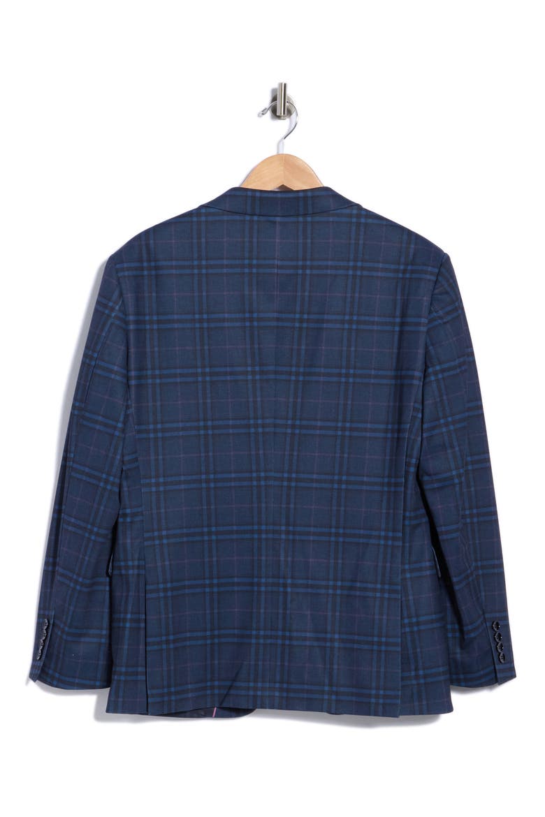 Plaid Stretch Knit Sport Coat, Alternate, color, NAVY