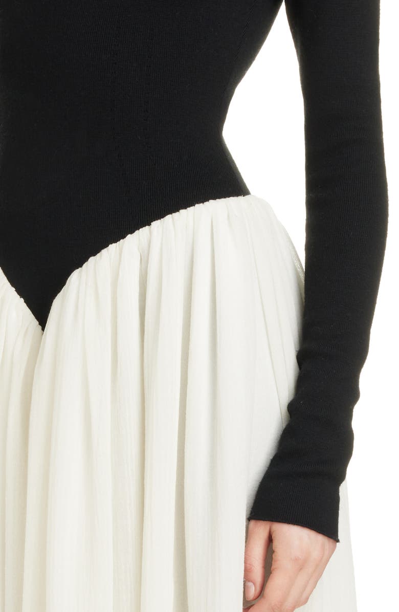 Chloé Two-Tone Long Sleeve Turtleneck Wool Blend Dress, Alternate, color,