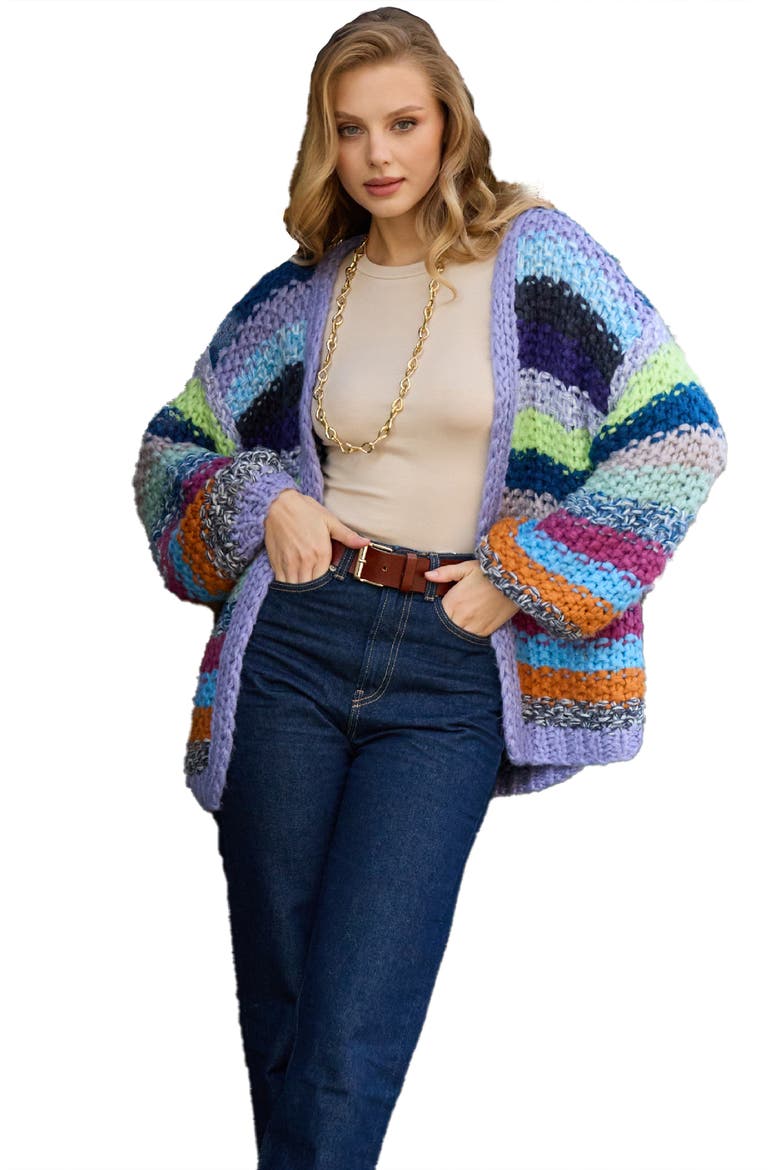 Stripe Cardigan, Alternate, color, BLUE