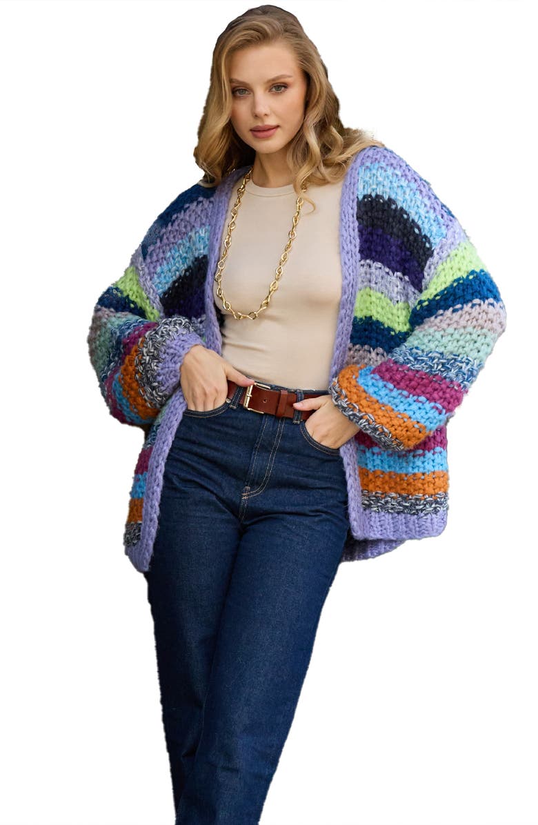 SAACHI Stripe Cardigan, Alternate, color, Blue