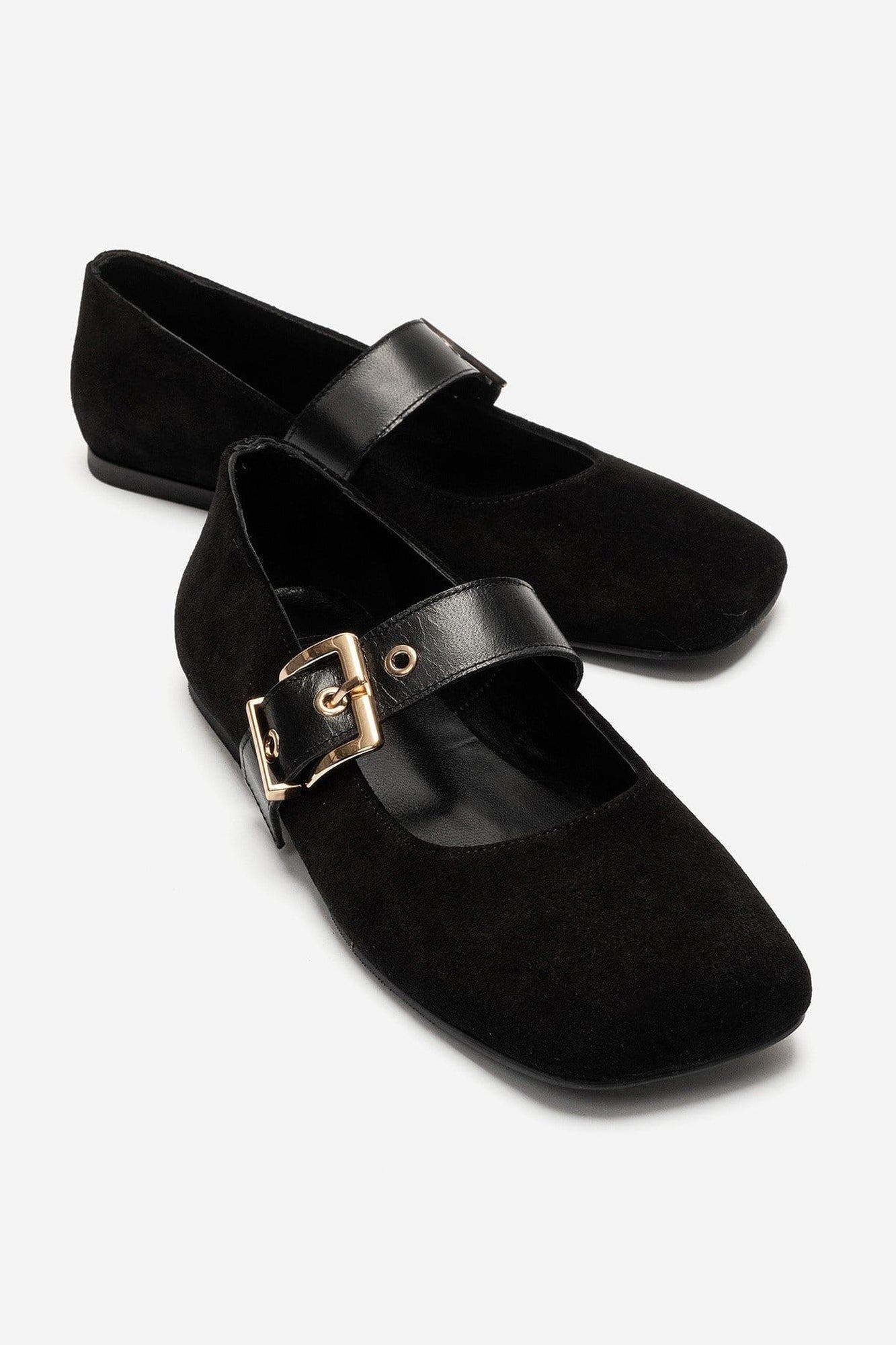 Jonas Leather Ballet Flat, Alternate, color, Black Suede