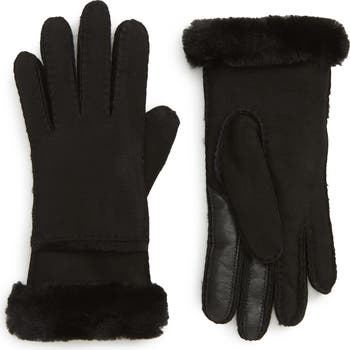 UGG Black Quilted Shearling-Trim Touchscreen outlet Mittens NWT