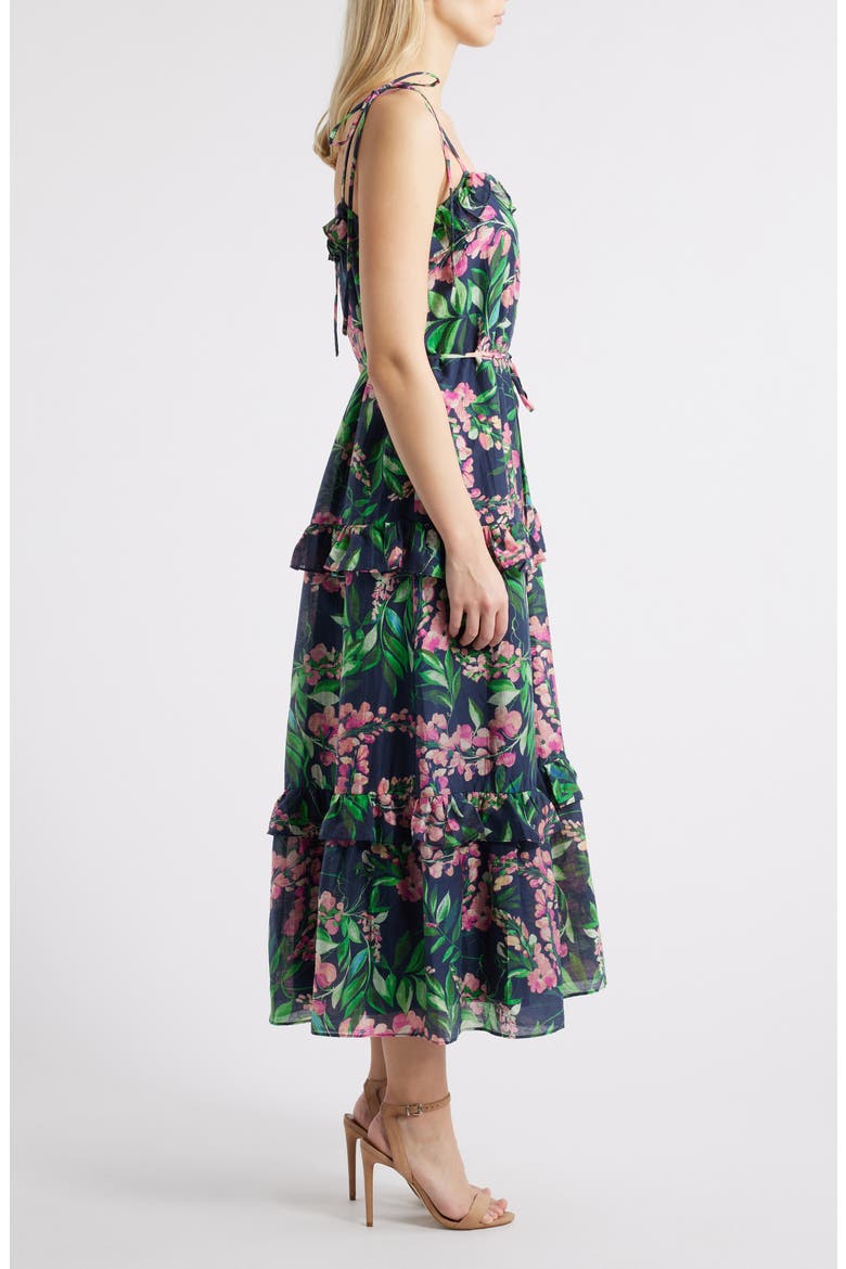 Tie Strap Tiered Maxi Dress, Alternate, color, NAVY MULTI