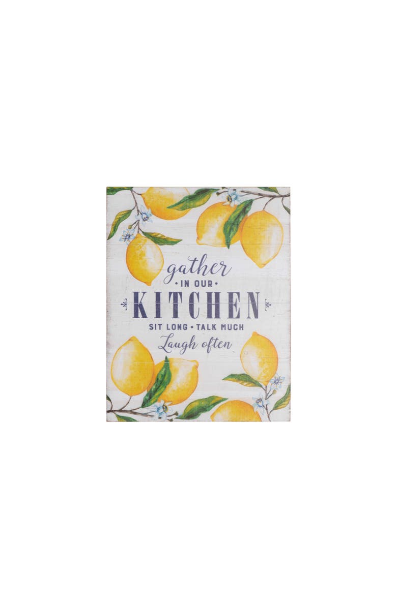 Storied Home "Gather in Our Kitchen" Wood Wall Décor with Lemons, Main, color, Yellow