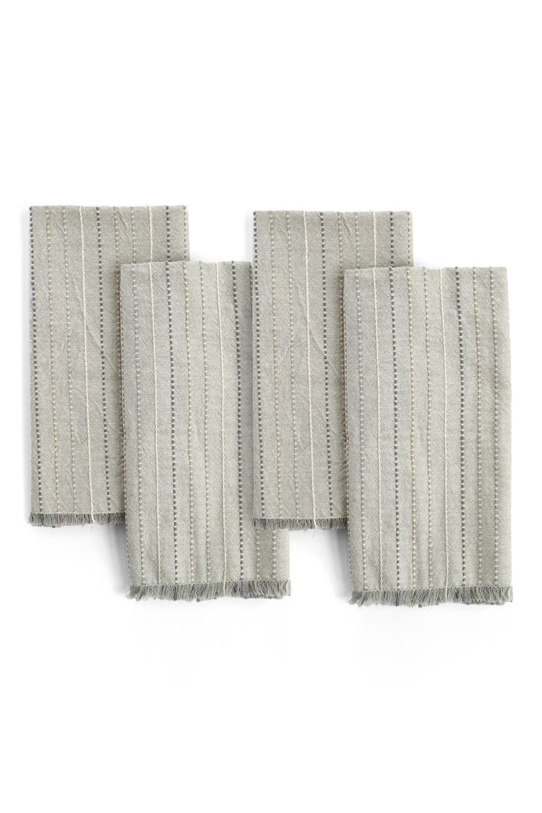 Set of 4 Stripe Organic Cotton Napkins, Main, color, NEUTRALS