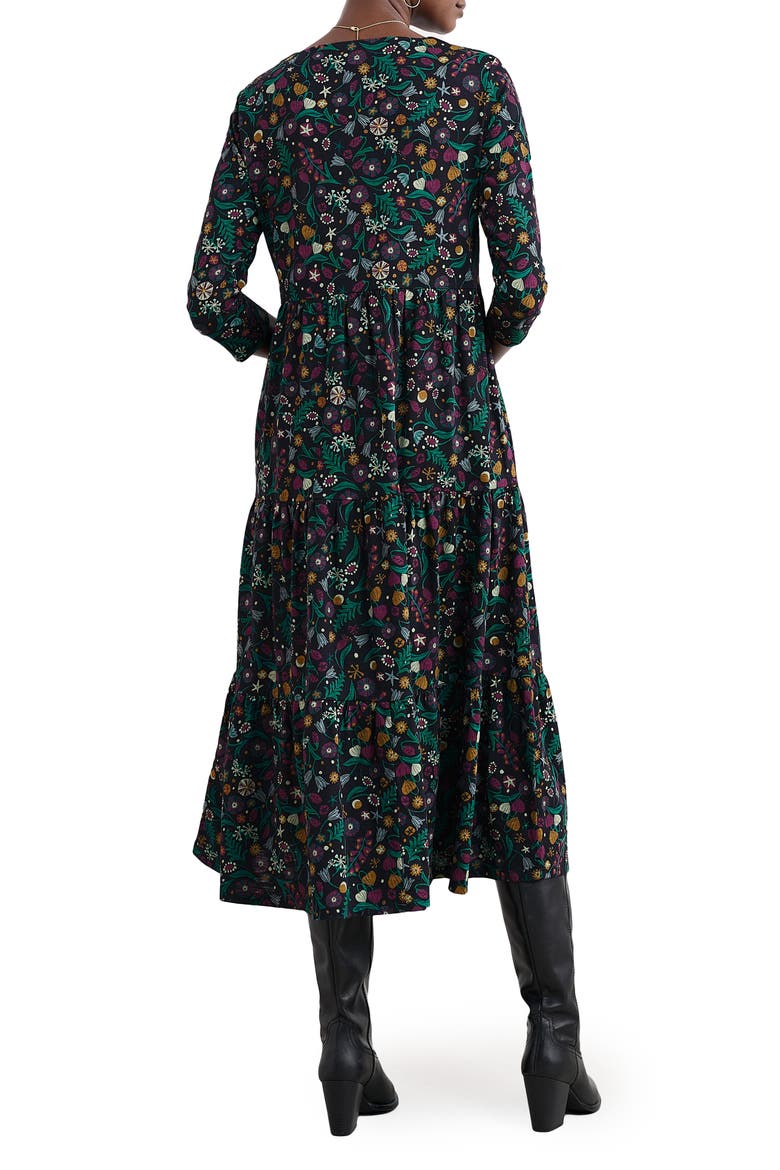 Line Strokes Floral Print Dress, Alternate, color, ILLUMINATED GARDEN ONYX