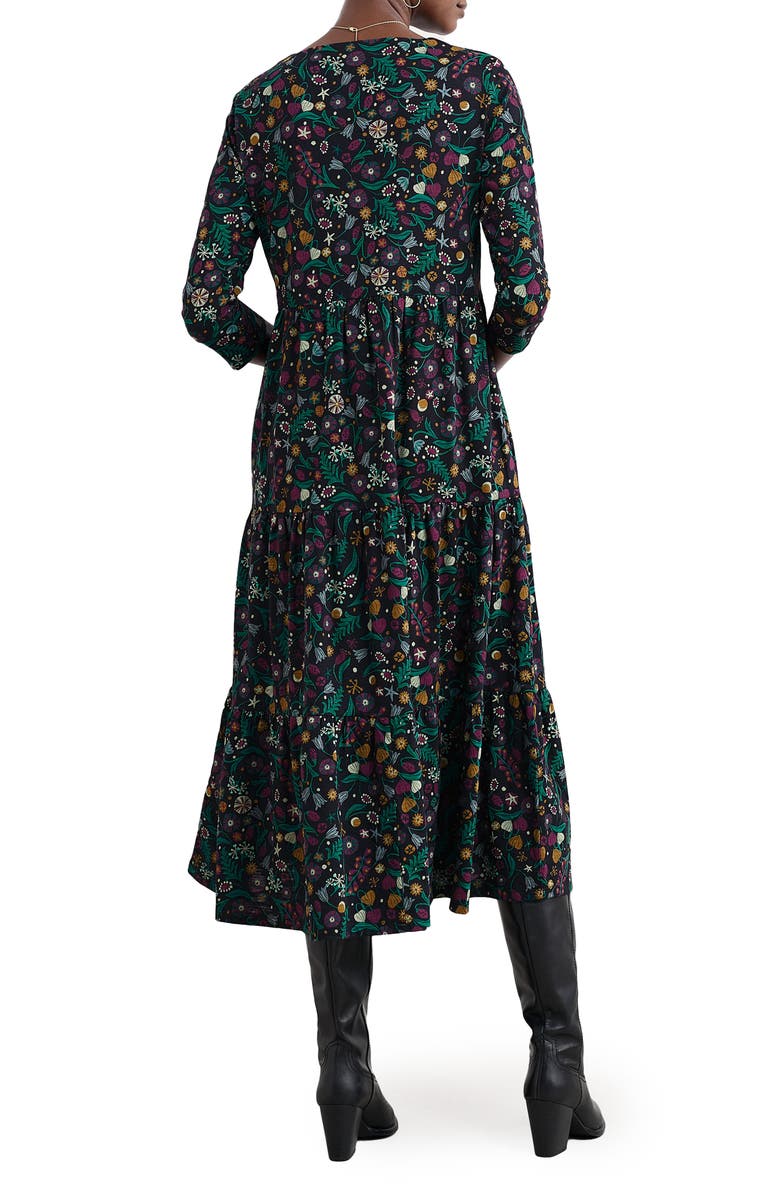 Seasalt Cornwall Line Strokes Floral Print Dress, Alternate, color, Illuminated Garden Onyx