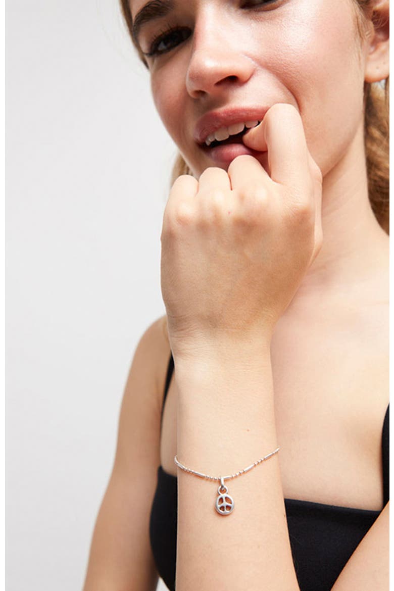 Charm with a Peace Symbol, Alternate, color, Silver