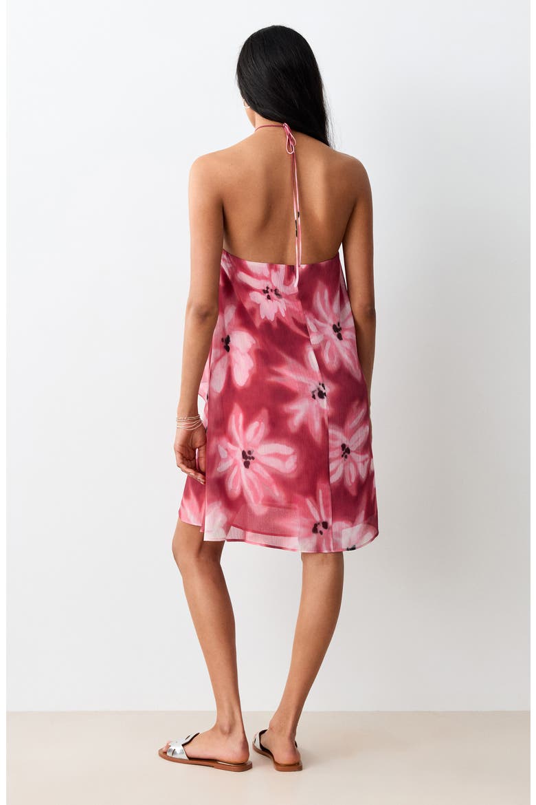 Floral Printed Halter Dress, Alternate, color, MAROON