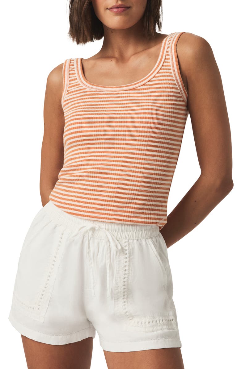 Splendid Lina Stripe Rib Cotton Blend Tank, Main, color, Orange Tiger Stp