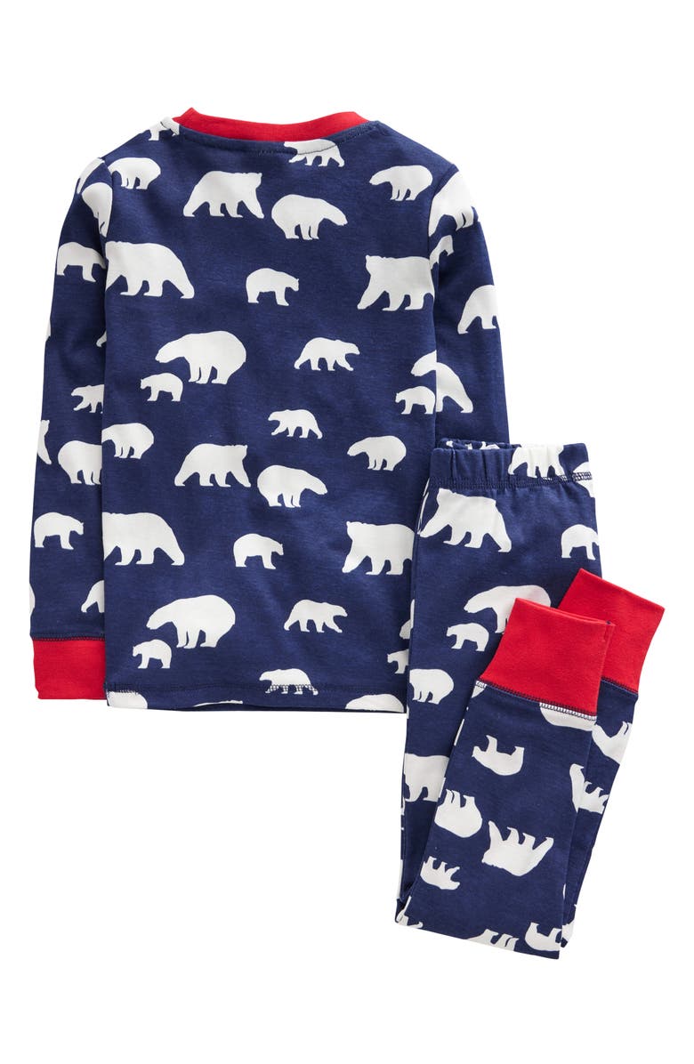 Mini Boden Kids' Polar Bear Glow in the Dark Fitted Two-Piece Cotton Pajamas, Alternate, color, 
