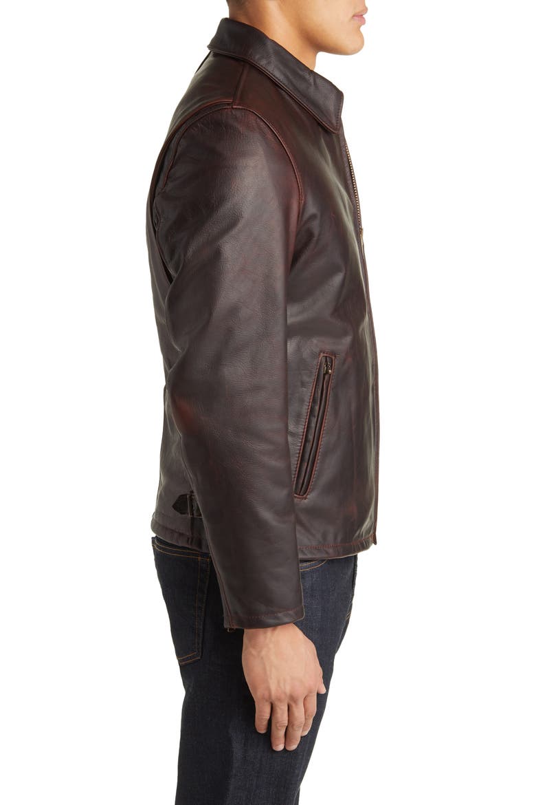 Waxy Cowhide Leather Mechanics Jacket, Alternate, color, BRANDY