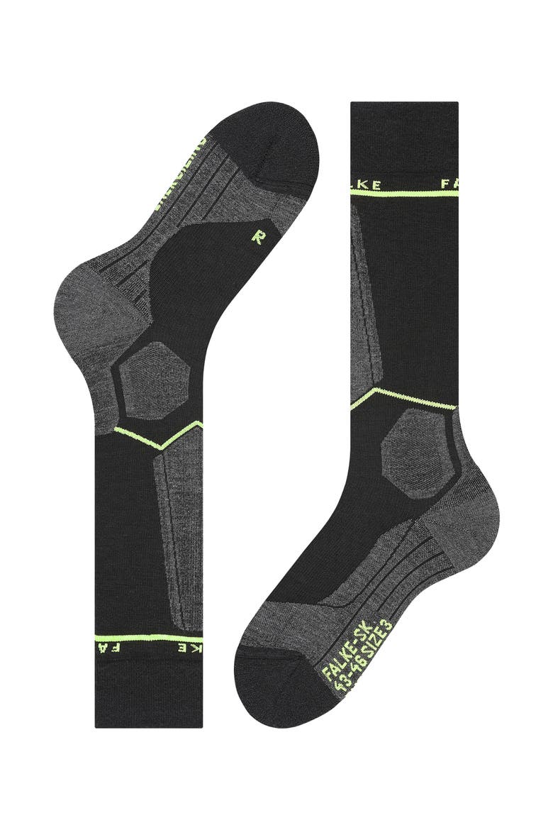 SK Compression Wool Ski Socks, Alternate, color, Black-Lightning, W2