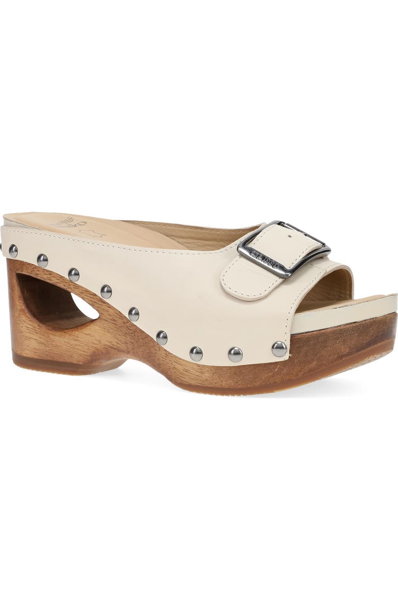 Dansko Adeline Platform Wedge Slide Sandal, Main, color, Bone Calf
