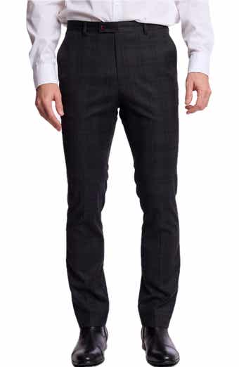 Slim Downing Plaid Mid Rise Pants
