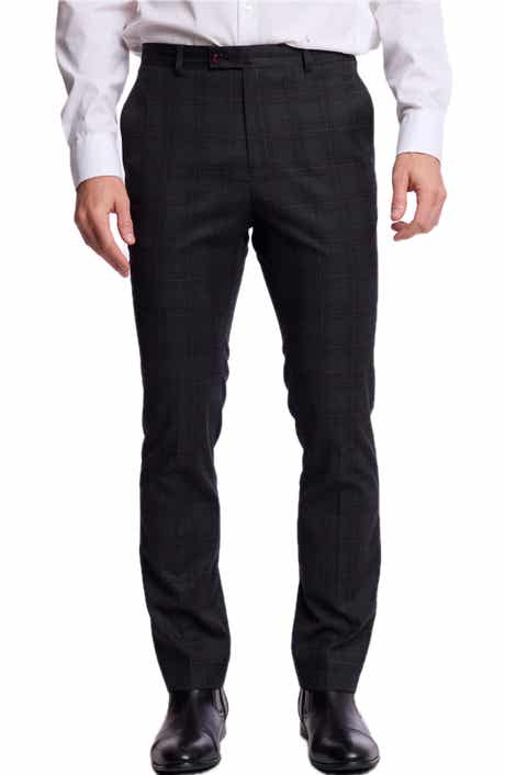 Slim Downing Plaid Mid Rise Pants