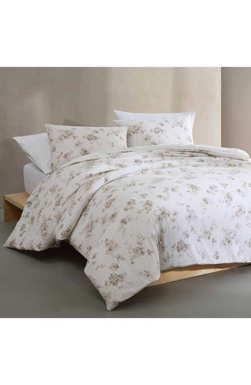 Calvin Klein Home Eternity Floral Reversible Cotton Gauze Comforter Cover & Shams Set In Open Light Beige