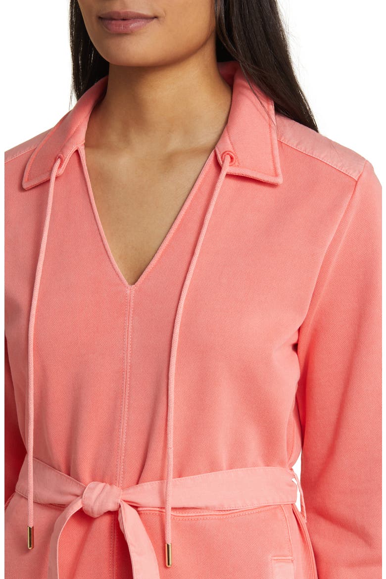 Sunray Cove Long Sleeve Tie Waist Cotton Minidress, Alternate, color, PURE CORAL
