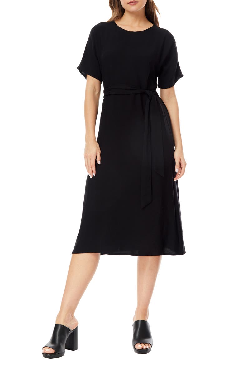 Lucille Crepe Midi Dress, Main, color, BLACK