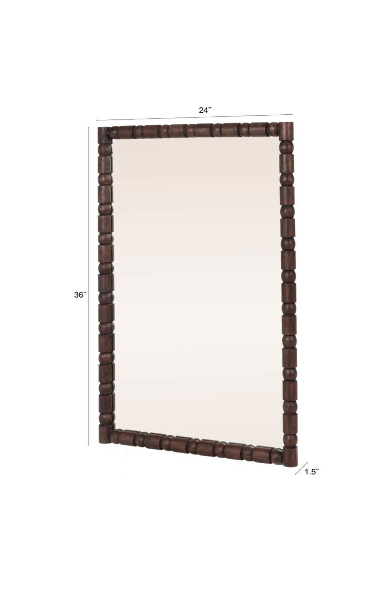 Sculptural Bobbin Frame Wall Mirror, Alternate, color, Dark Brown