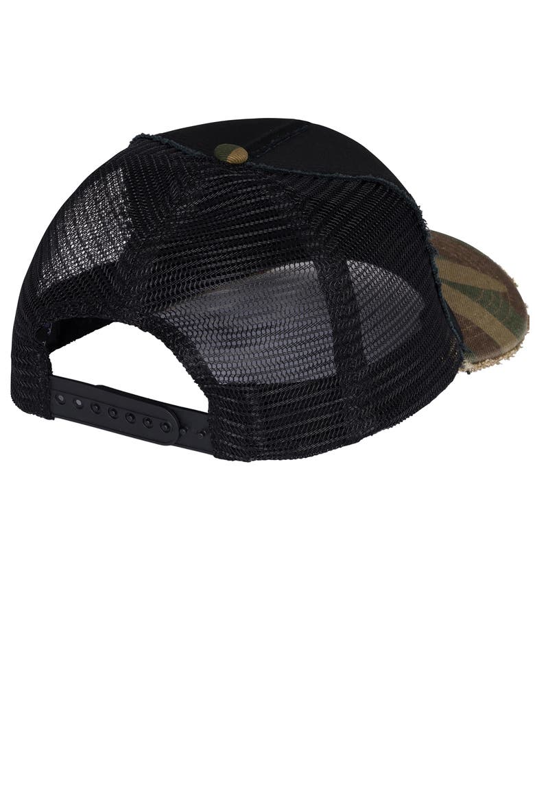 Jilly Crystal Red Lip Trucker Hat, Alternate, color, Black Camo