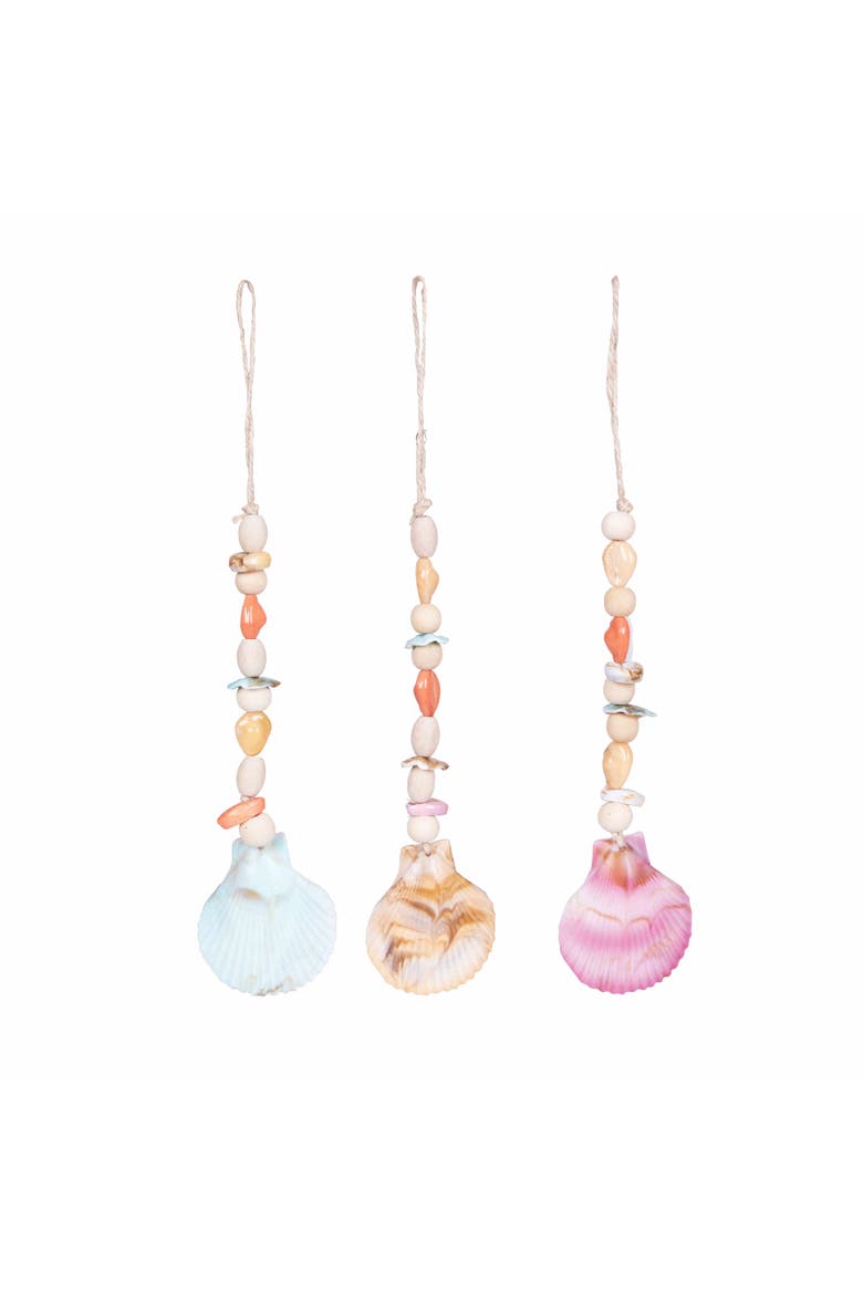 Boho Shell Drop Christmas Tree Ornaments  Set of 3, Main, color, White