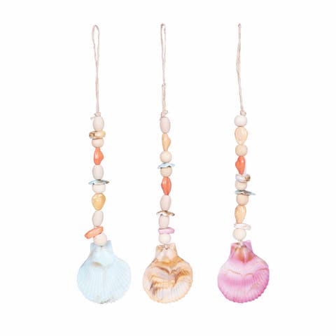 Boho Shell Drop Christmas Tree Ornaments  Set of 3