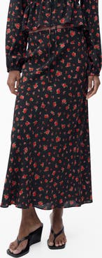 MANGO Floral Flare Maxi Skirt