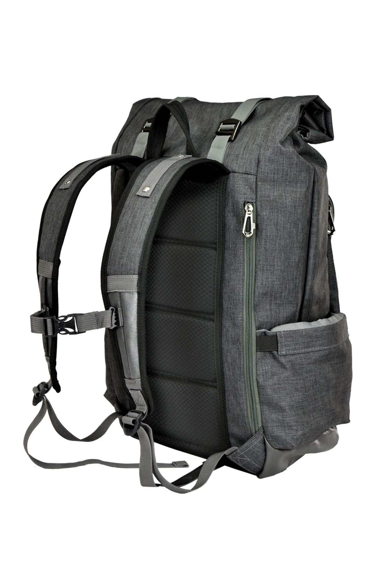 TRAVELERS CHOICE Millennium Roll-Top Canvas Backpack, Grey, Alternate, color, 
