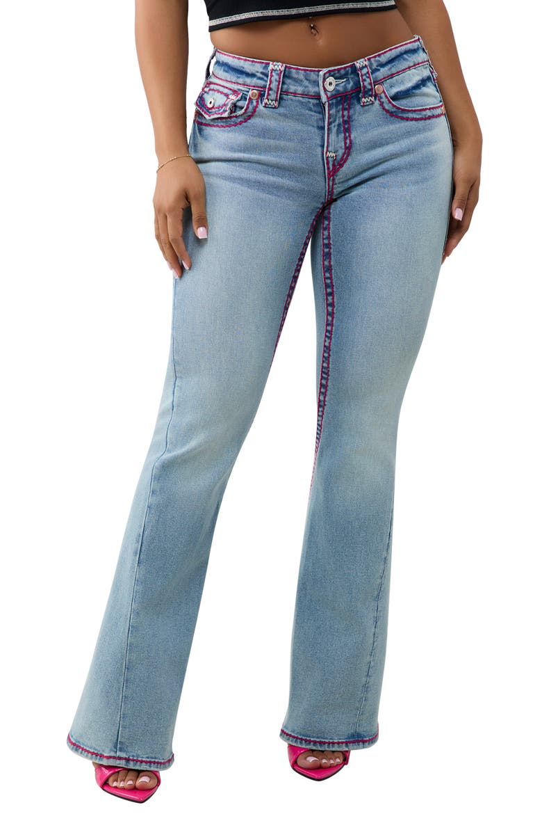 Joey Low Rise Flare Jeans, Main, color, LUCKY NEON