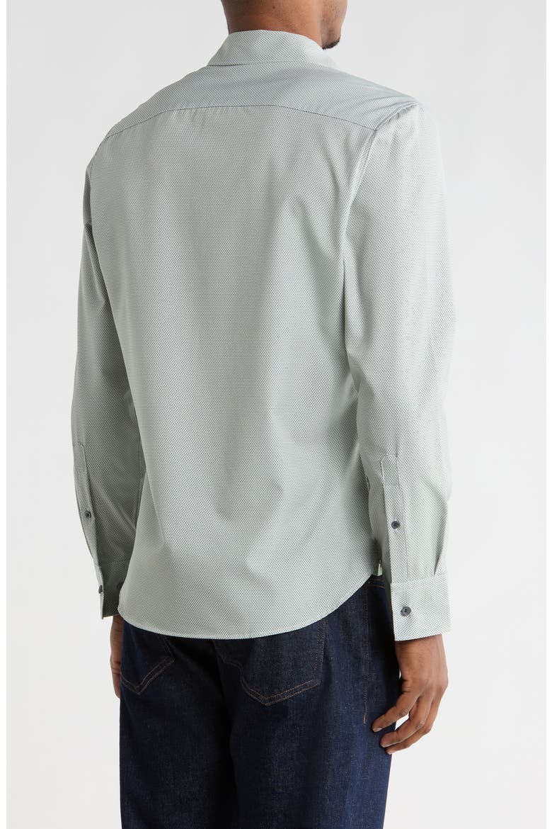 Slim Fit Geometric 4-Way Stretch Button-Up Shirt, Alternate, color, OLIVE