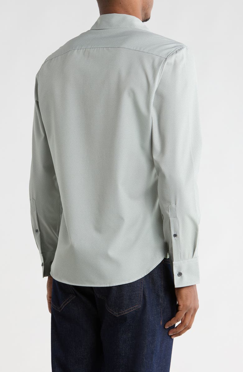 CONSTRUCT Slim Fit Geometric 4-Way Stretch Button-Up Shirt, Alternate, color, Olive