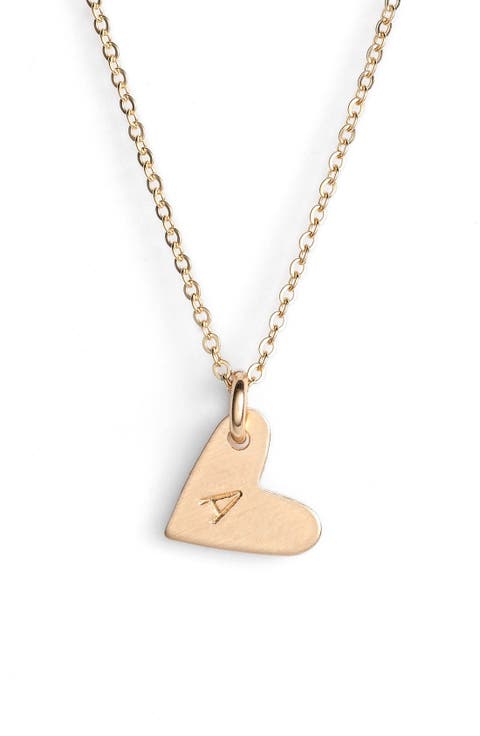 14k-Gold Fill Initial Mini Heart Pendant Necklace