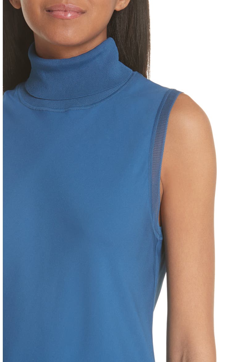 Sleeveless Turtleneck Silk Shell, Alternate, color, DEEP HERON