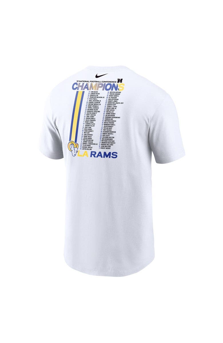 Nike Men's Nike White Los Angeles Rams 2021 NFC Champions Roster T-Shirt, Alternate, color,