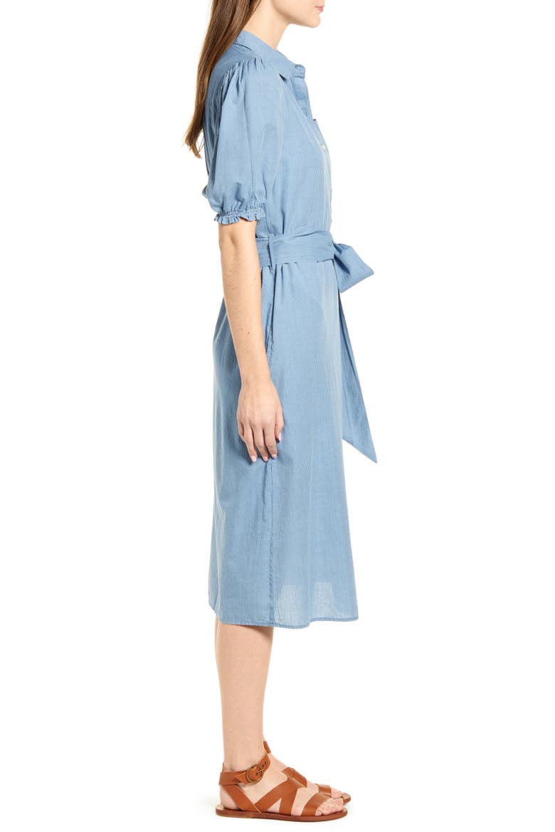 Camille Engineer Stripe Shirtdress, Alternate, color, LIGHT WASH