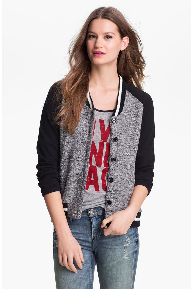 Baseball Sweater Jacket, Main, color, BLACK/ GREY