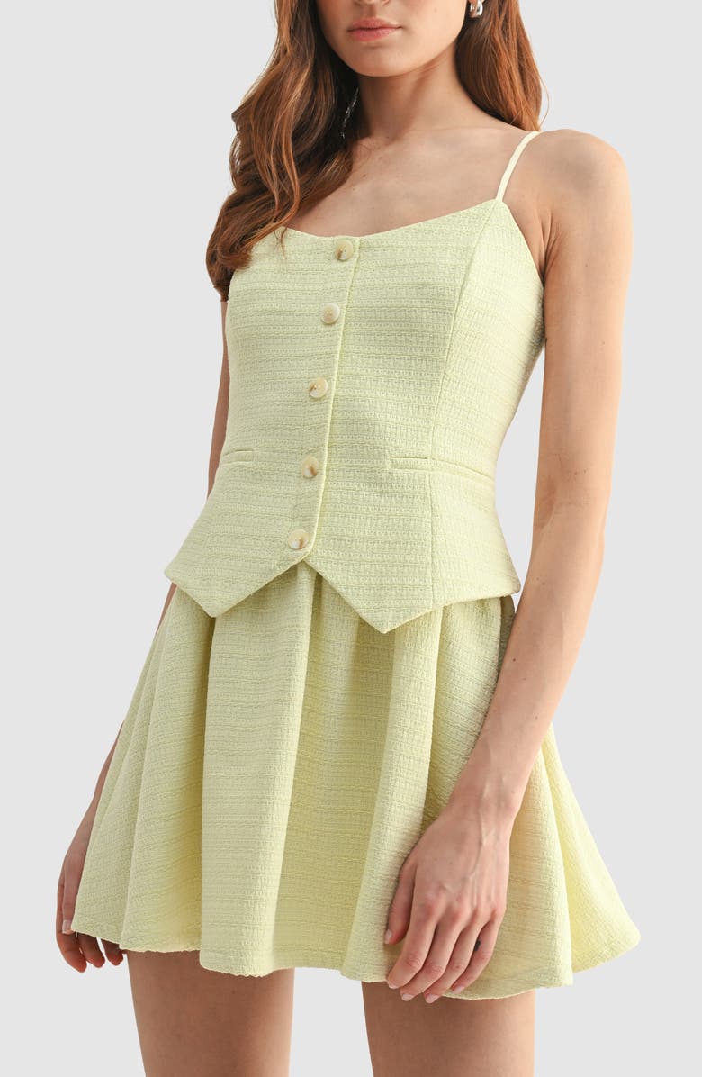 Lush Waistcoat Short Dress, Alternate, color, Light Yellow