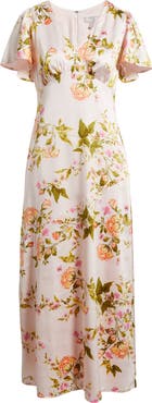 Chelsea28 Flutter Sleeve Satin Maxi Dress