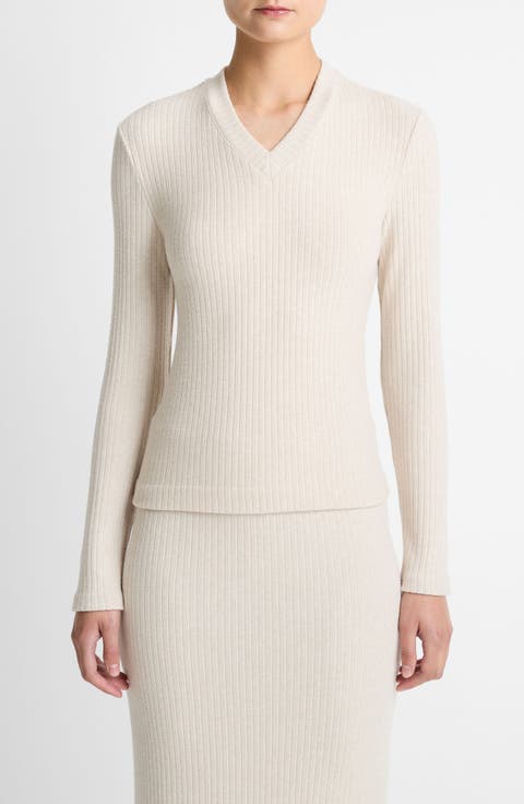 Cozy Rib High V-Neck Top