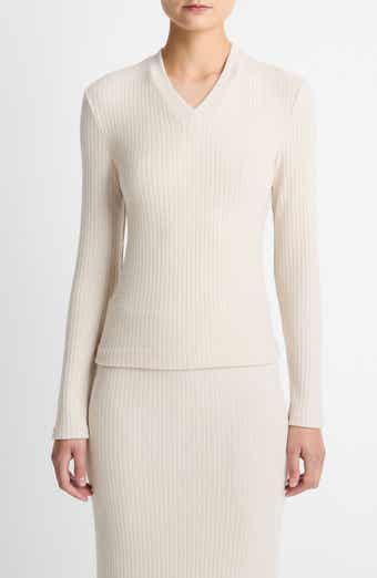 Vince Cozy Rib High V-Neck Top